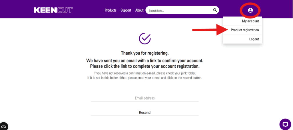 Register product menu